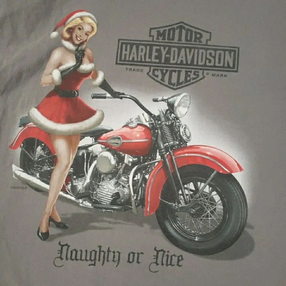 Harley Davidson T Shirt Short Sleeve Naughty or Nice Lady Roeder OH Men's Sz M